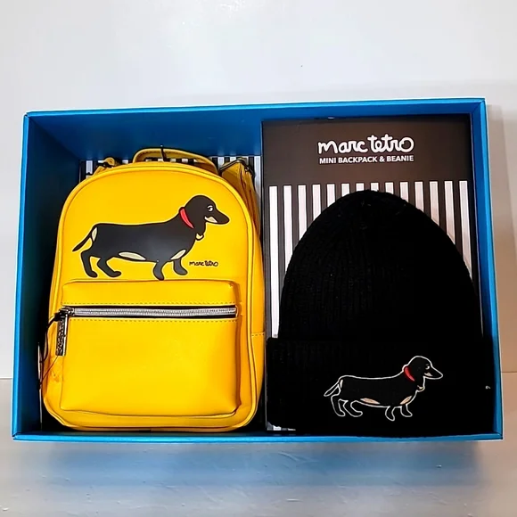 Marc Tetro Dachshund Mini Backpack & Beanie Set - Picture 1 of 7